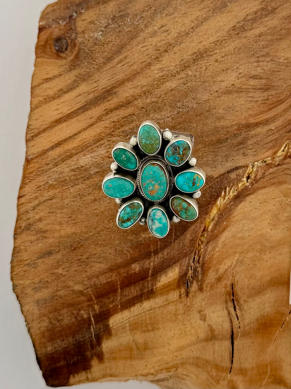 Turquoise Sampler Cluster Ring by Ella Peters - Size 9