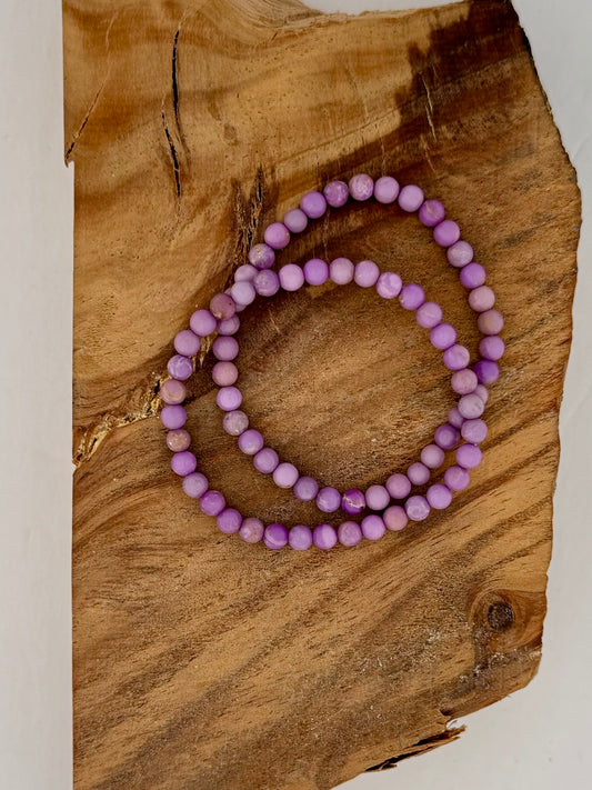 Phosphosiderite Bead Bracelet- 5mm- Size 7" /Stretch
