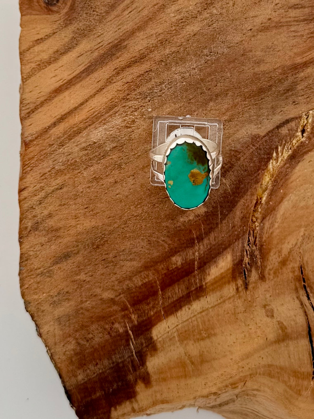 Oval Handmade Tyrone Turquoise Ring Size 9