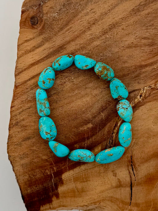 Stretchy Santa Maria Turquoise Bead Bracelet Length 7.5"/Stretchy - 11mm beads