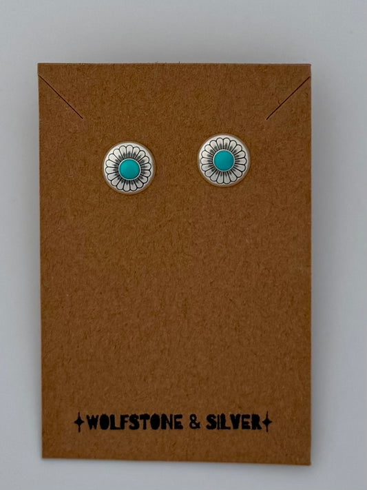 Concho Post Turquoise Earrings - Opt 1