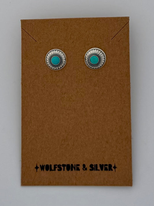 Concho Post Turquoise Earrings - Opt 2