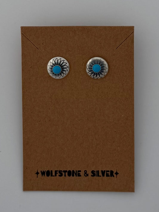 Concho Post Turquoise Earrings - Opt 3