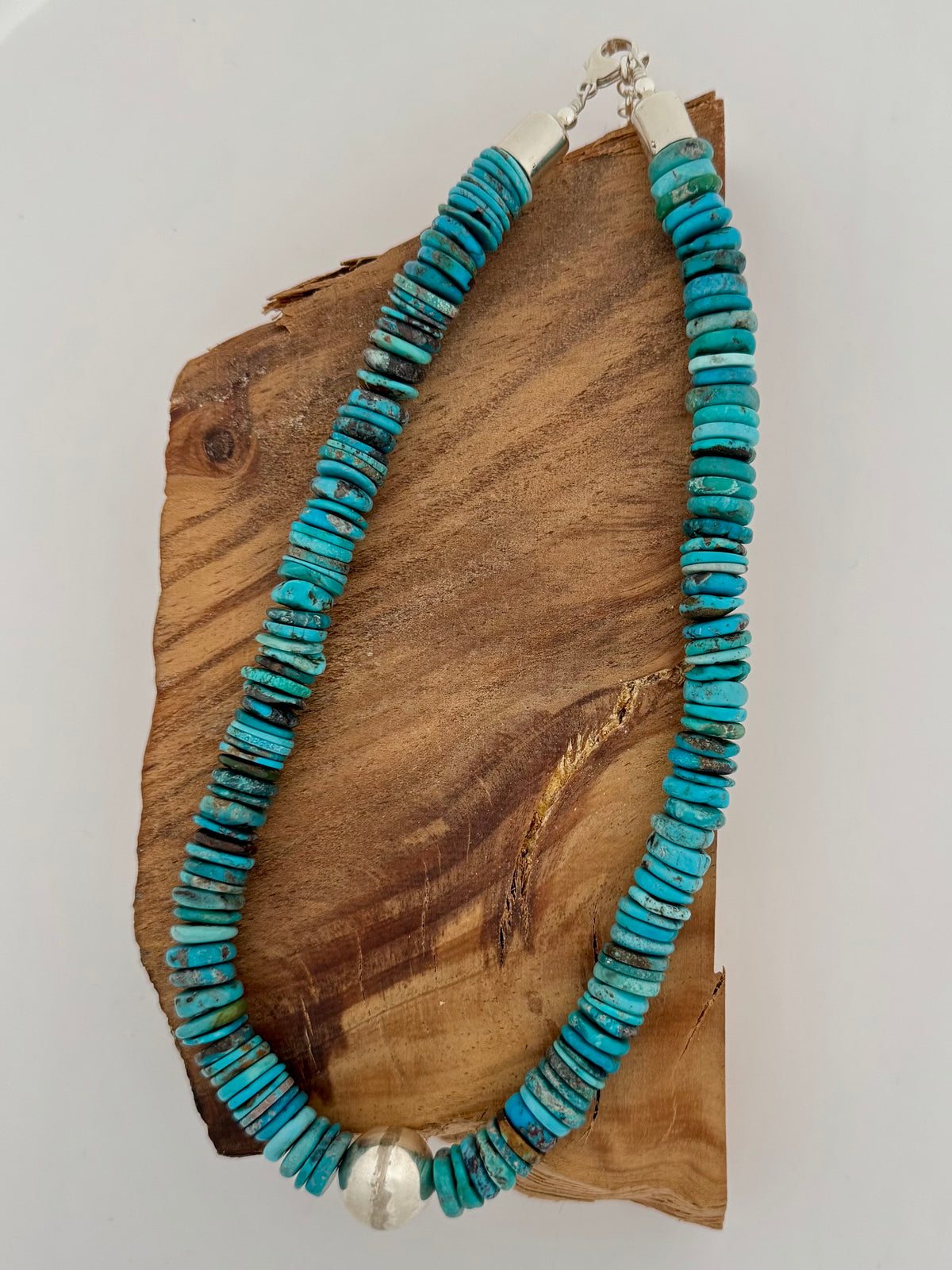 Large Hubei Necklace with Silver Bead Pendant Handstrung