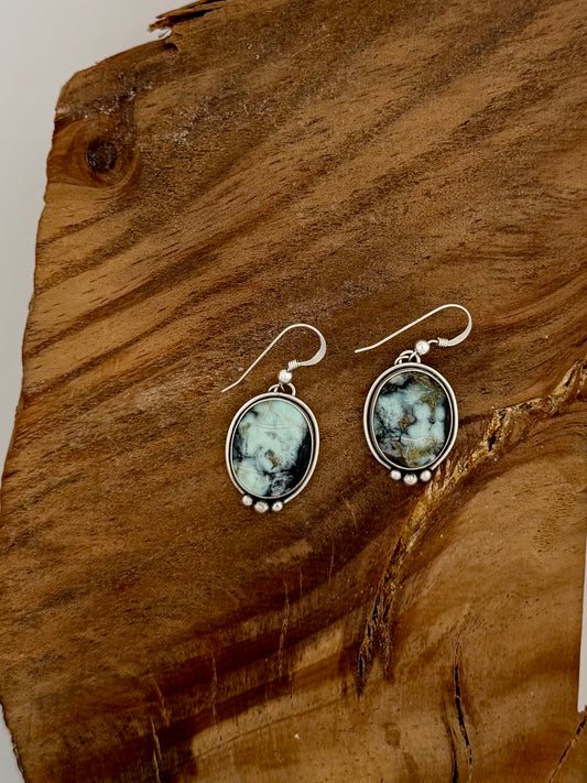 New Lander Variscite Dangle Earrings by Calvin Desson