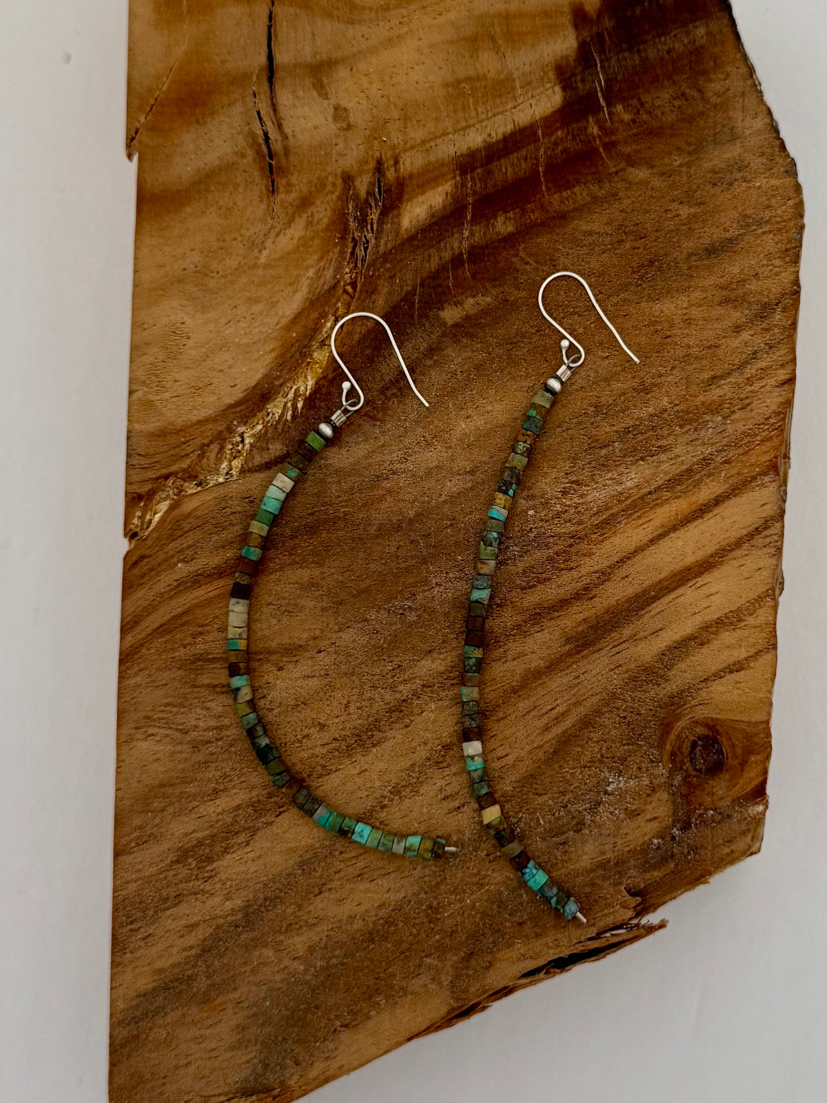 Dangling Bead Earrings - Turquoise - Sterling Silver - Native Handmade - Corraine Smith (artist)
