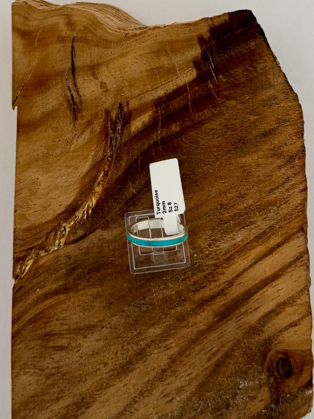 Turquoise Wedding Band 2mm - Sterling Silver