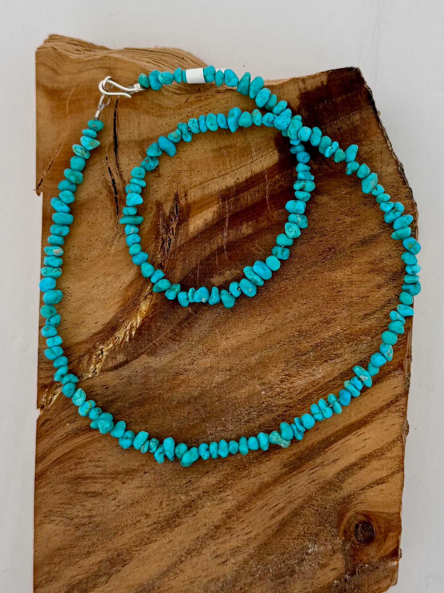 Sleeping Beauty Turquoise Chip Necklace- Length 20"