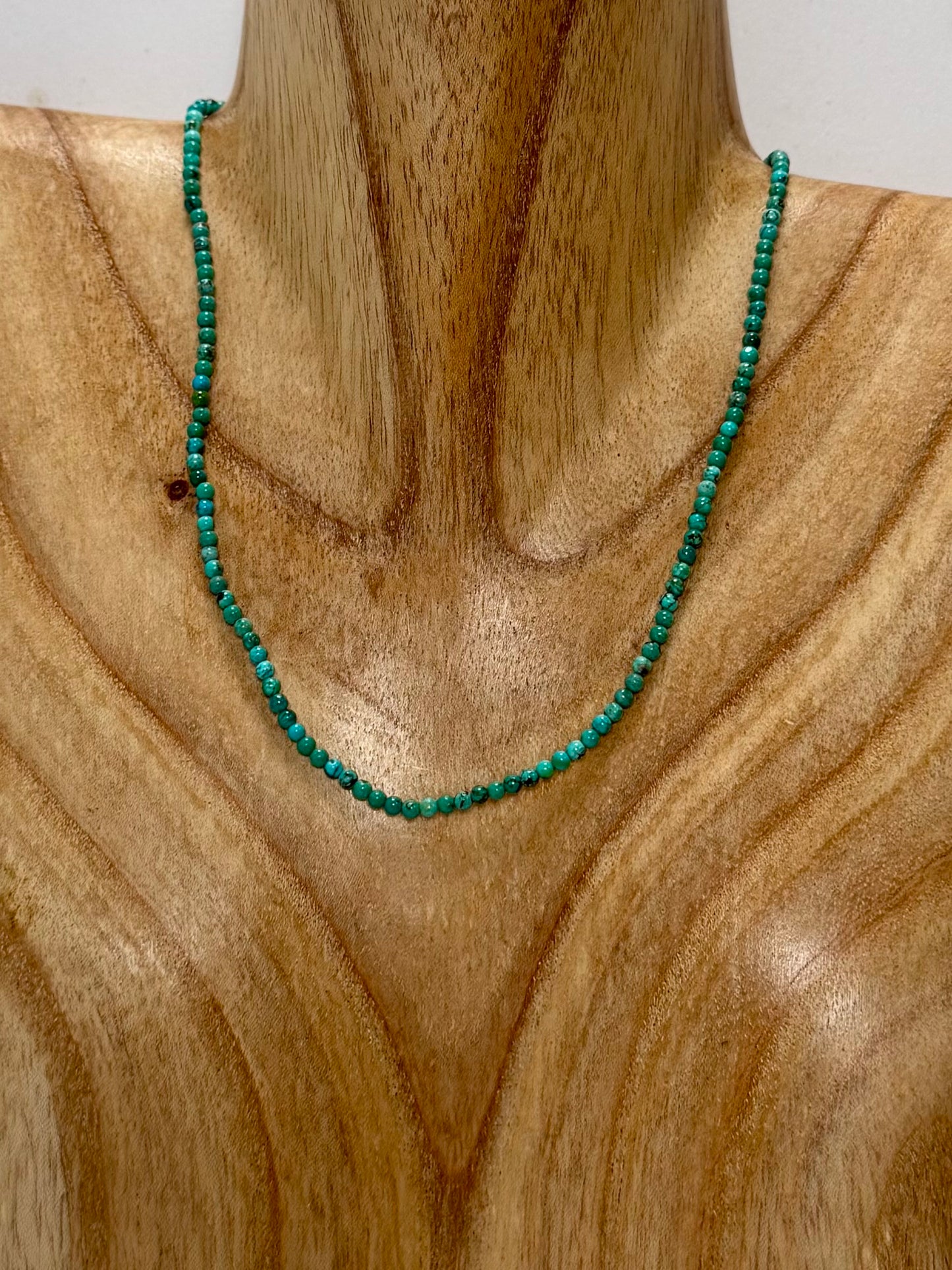 Ma'anshan Turquoise rondell bead necklace (3mm)- Length 17"