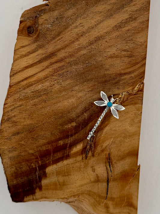 Sterling Silver Dragonfly with Turquoise -Length 1.5"