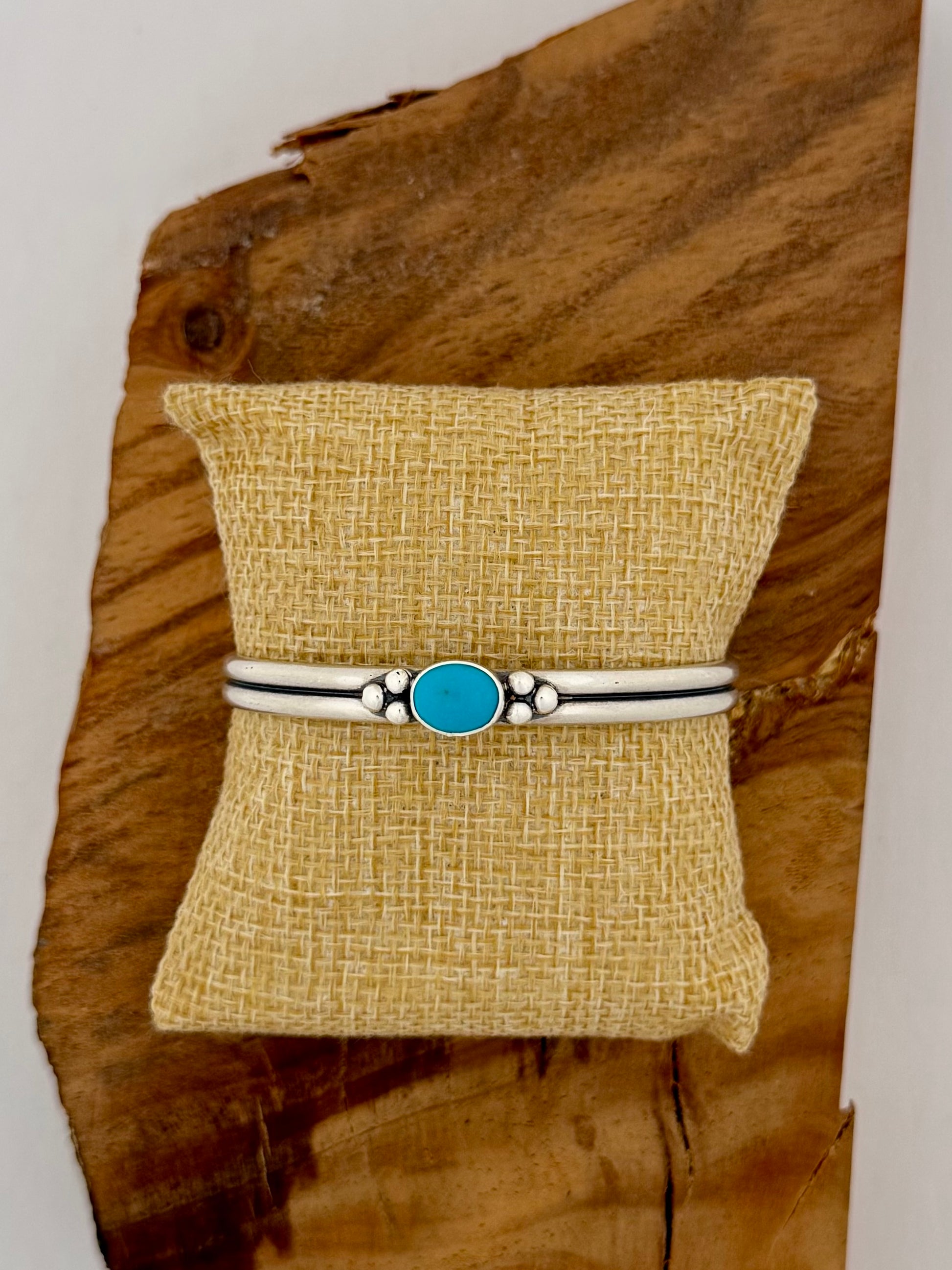 Don Lucas Kingman Turquoise Cuff Bracelet- Sz. 6.75" w/opening - Native Handmade