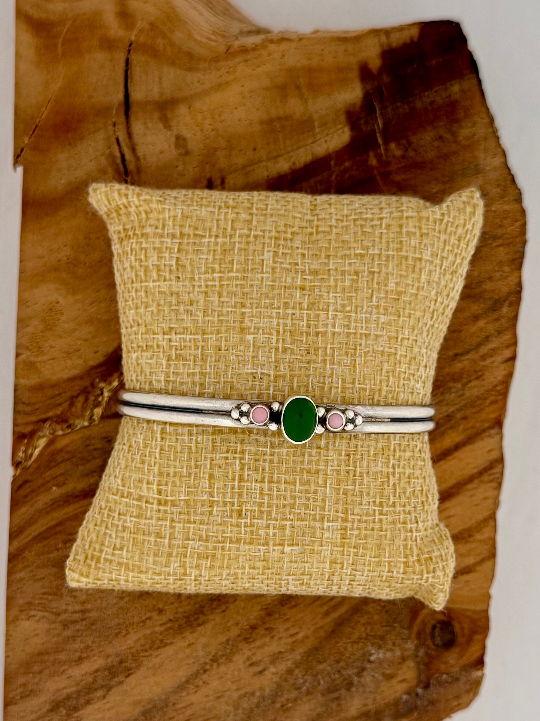 Don Lucas Sonoran Turquoise & Pink Conch Cuff Bracelet -Size 6.5" w/opening - Native Handmade