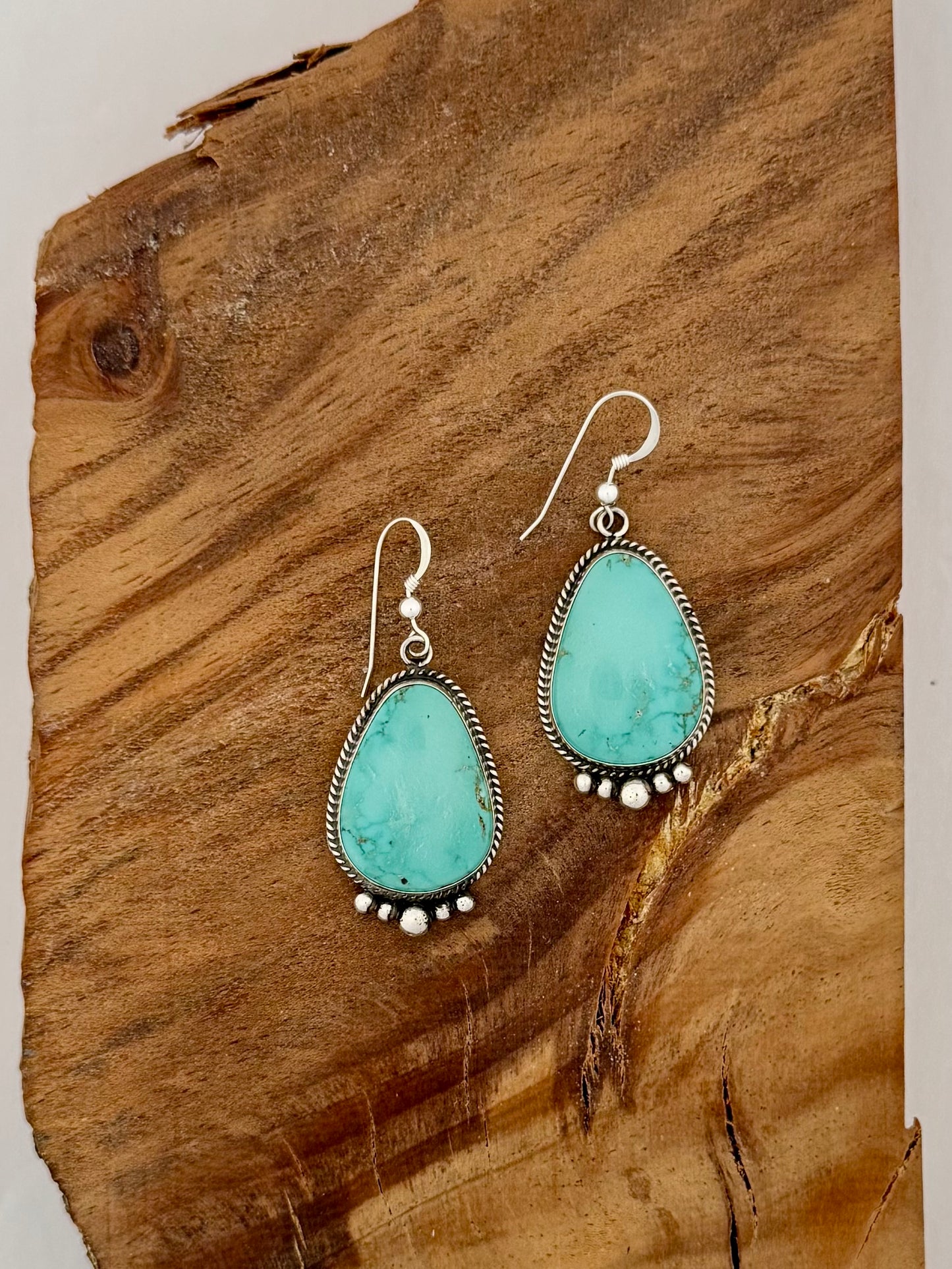 Campitos Turquoise Dangle Earrings- Artist Linkin- Length 1.5"