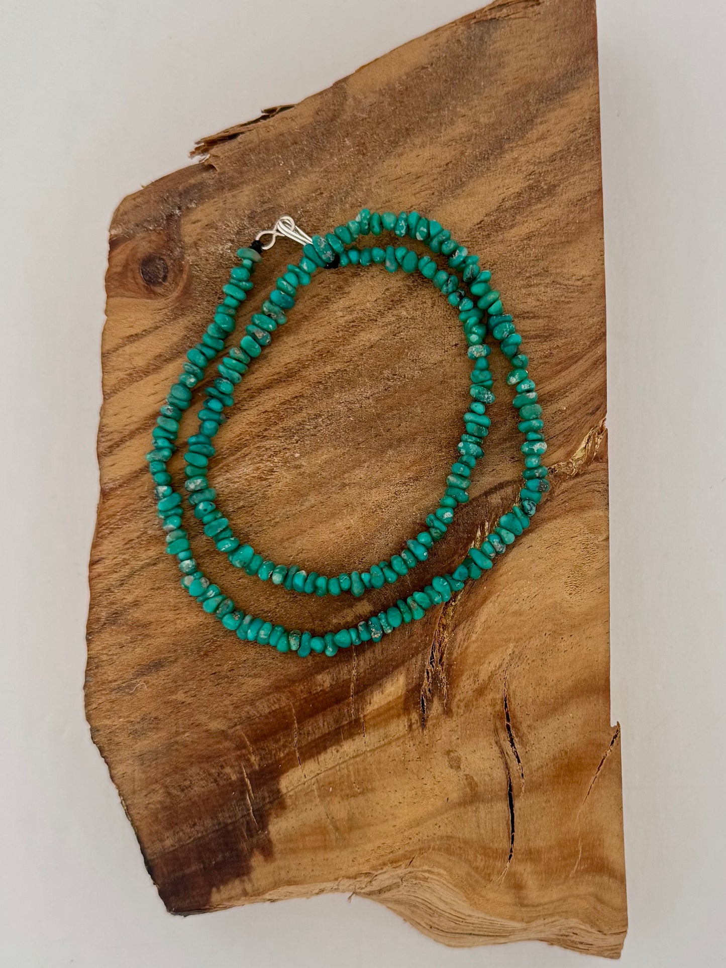 Campitos Turquoise Bead Small Nugget Necklace-Dark Teal- Length 18.5"