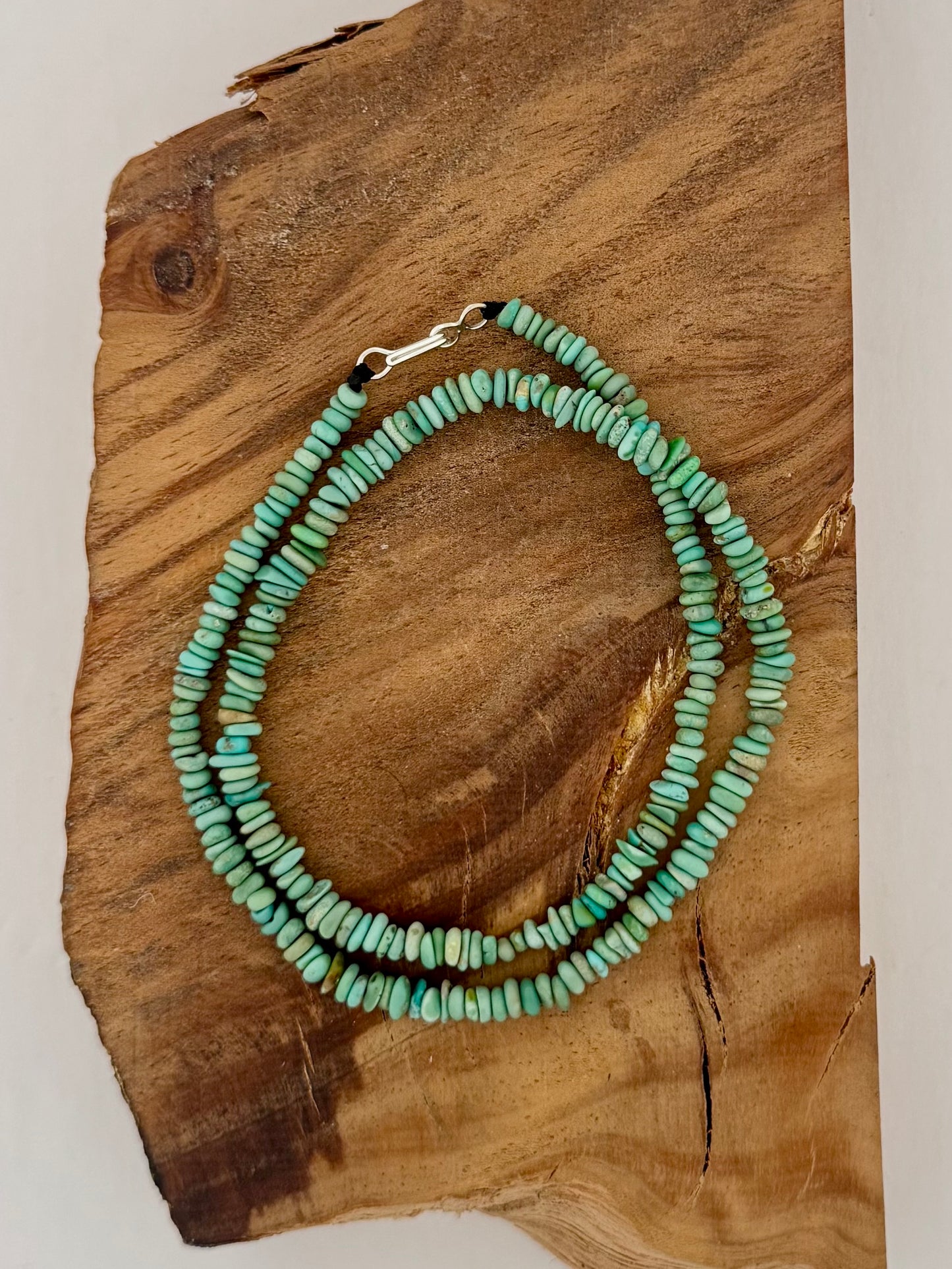 Campitos Turquoise Nugget Necklace- Green Tone- Length 18.5"