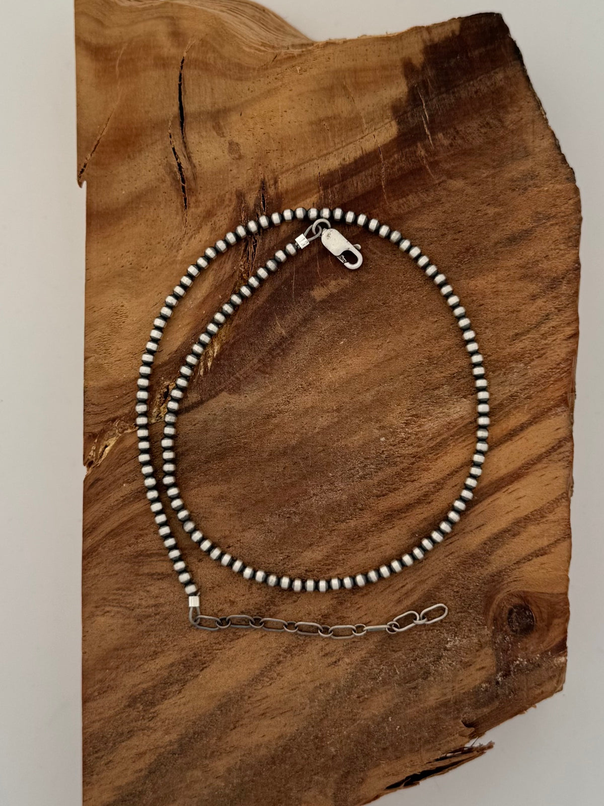 Sterling Silver Oxybead 3mm Necklace Length 14"- 16"