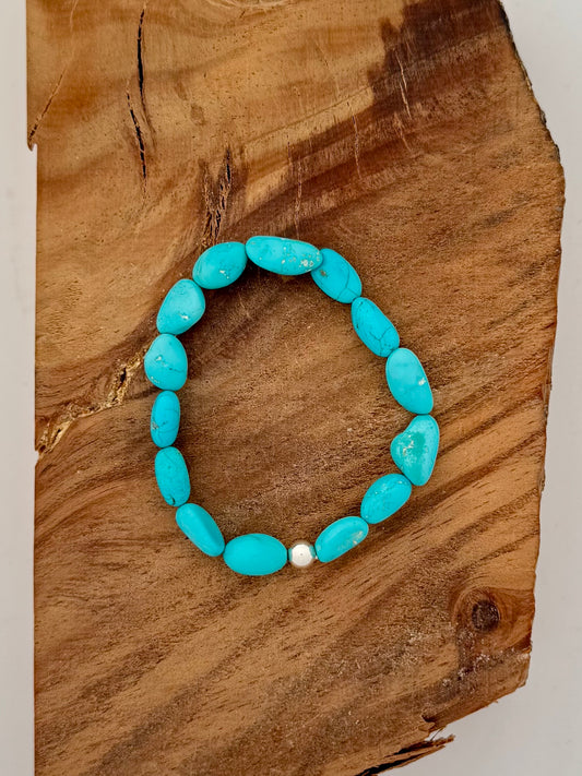 Armenian Turquoise Bead Stretch Bracelet Length 7" Stretch
