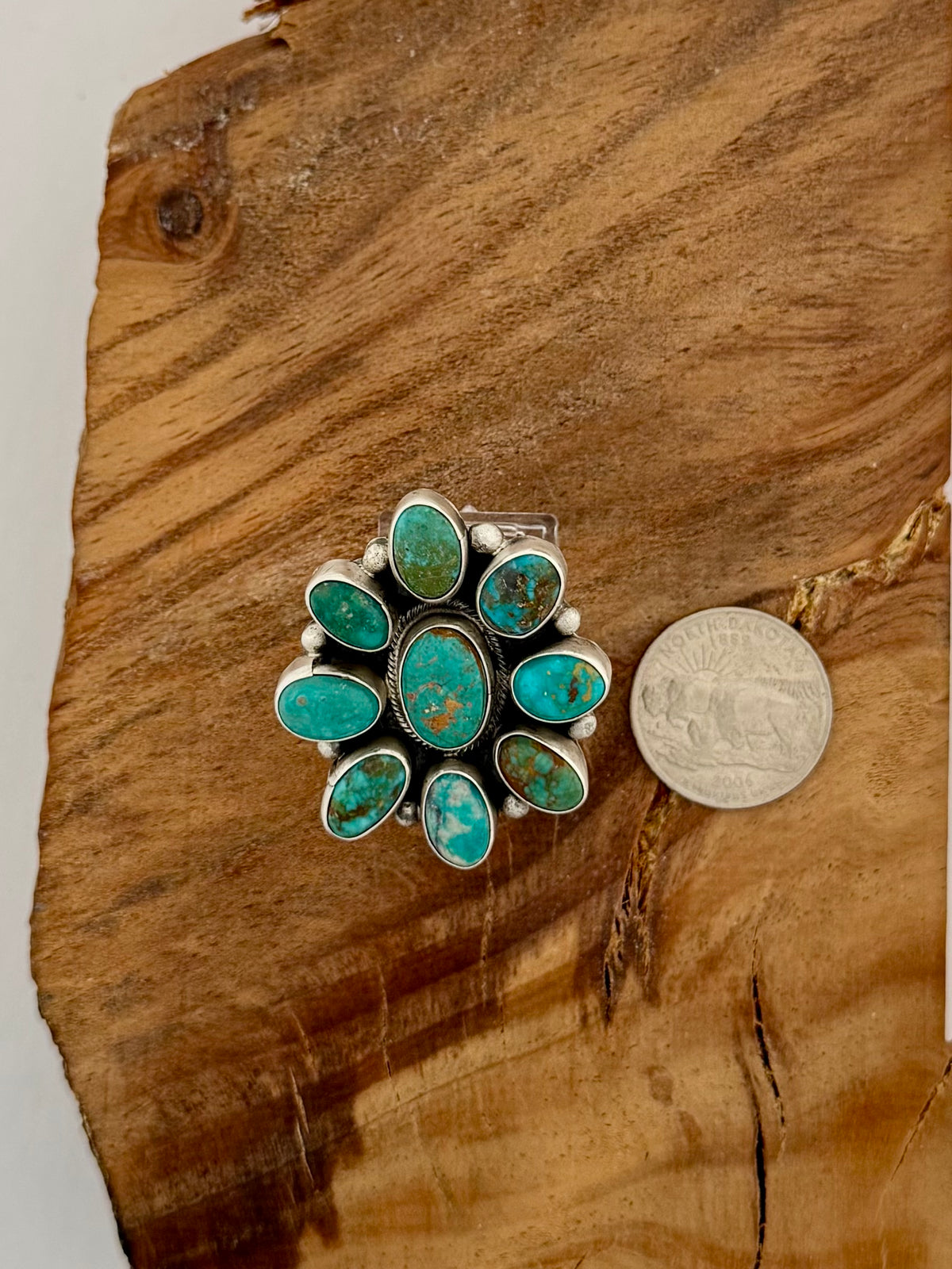 Turquoise Sampler Cluster Ring by Ella Peters - Size 9
