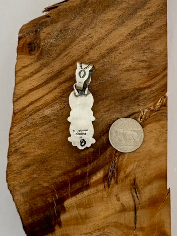 Lone Mountain Turquoise Pendant Native Handmade By B. Johnson