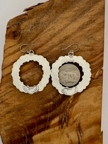 Campitos Turquoise Circle Dangle Earrings Native Handmade by Kathleen Livingston
