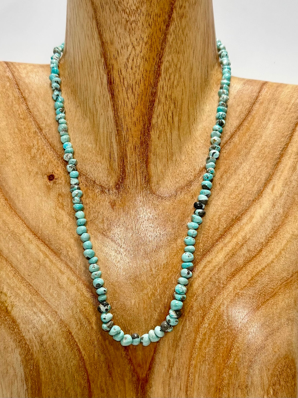 Lone Mountain Turquoise Nugget Bead Necklace -Length 19"
