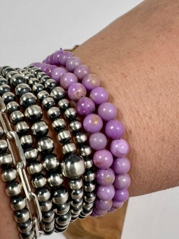 Phosphosiderite Bead Bracelet- 5mm- Size 7" /Stretch