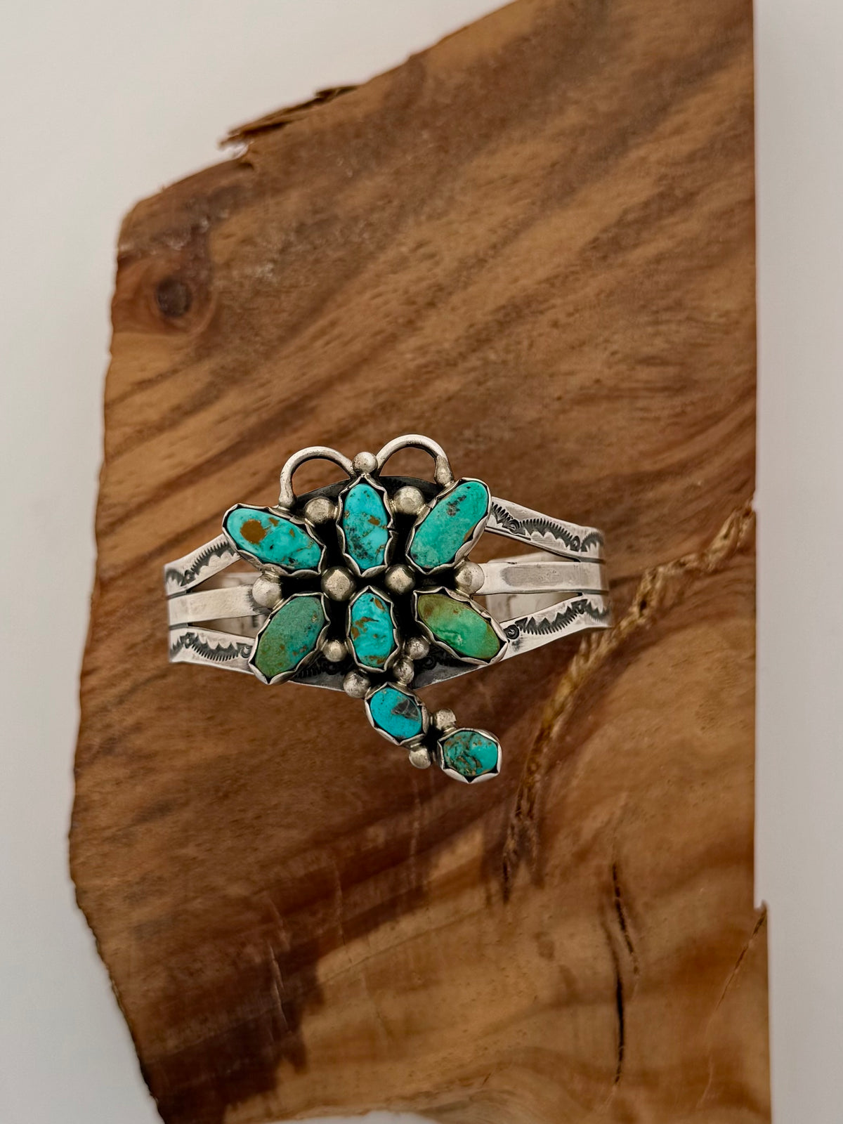 Kathleen Chavez Dragonfly Sonoran Turquoise  Cuff - Sterling Silver-Native Handmade- Size 7" with opening