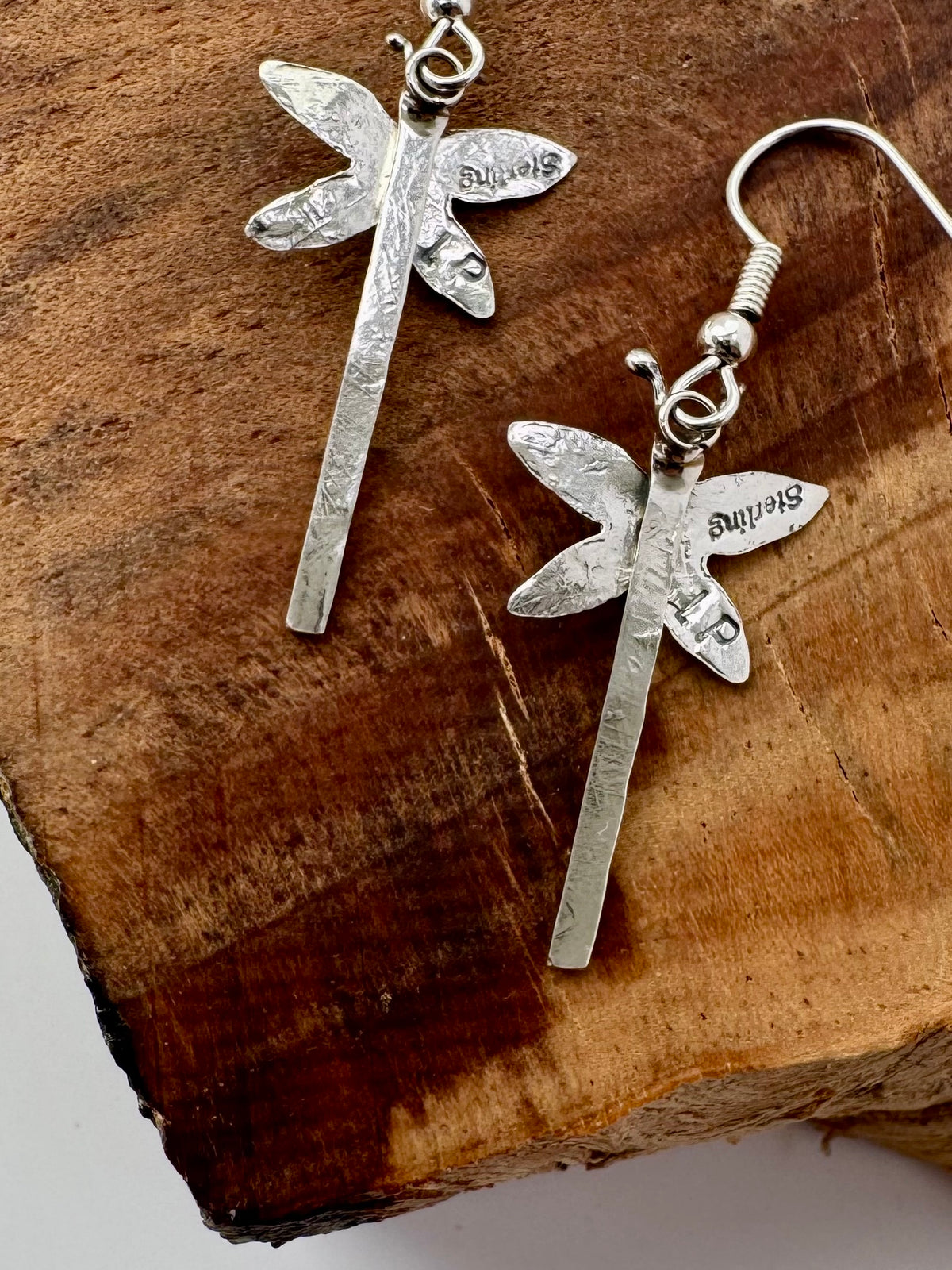 Lyle Piasso DragonFly Dangles w/Turquoise -Sterling Silver Earrings -Native Handmade- Height 30mm x 16mm