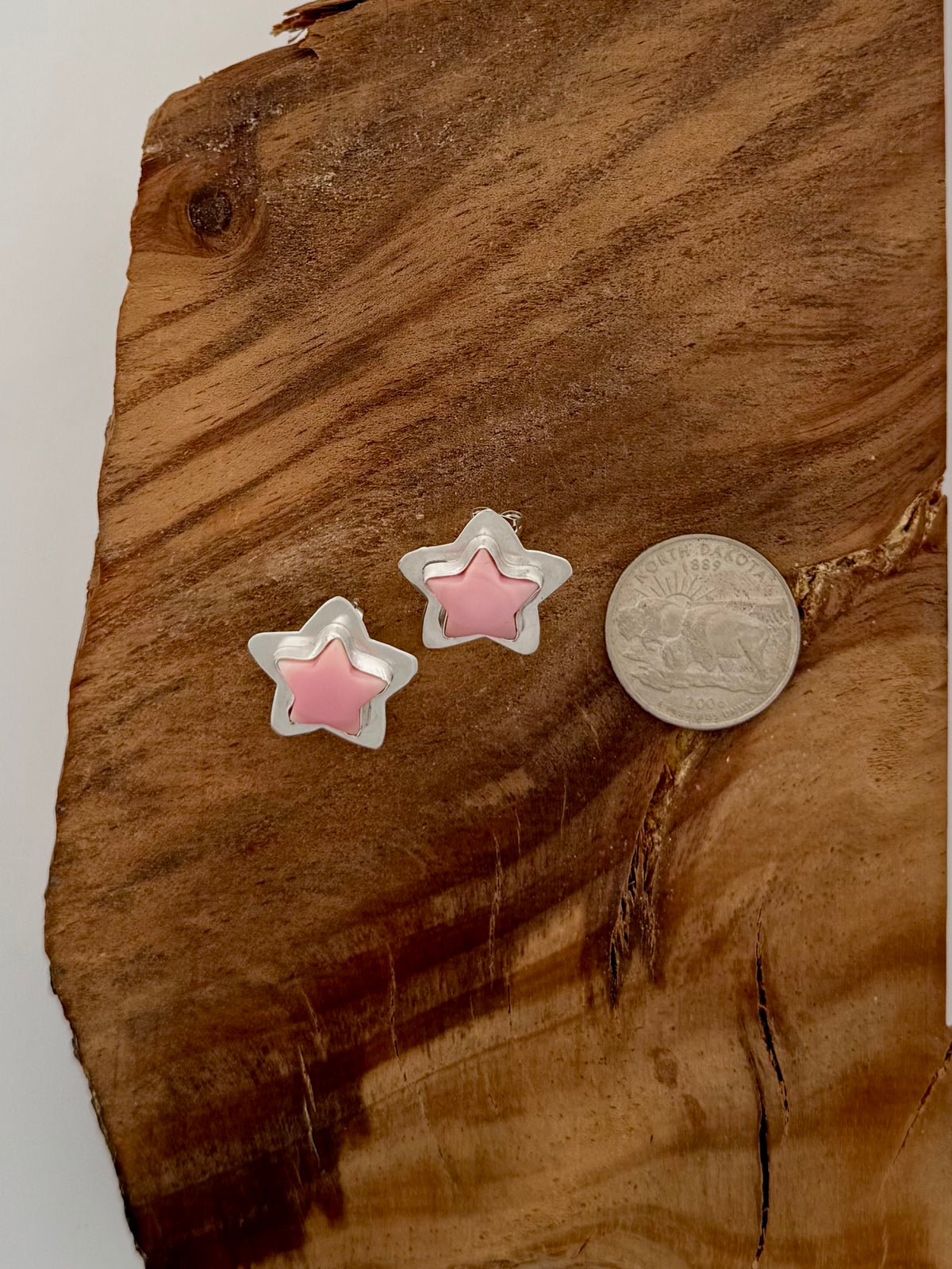Lyle Piasso Star Posts Pink Conch Earrings Native Handmade