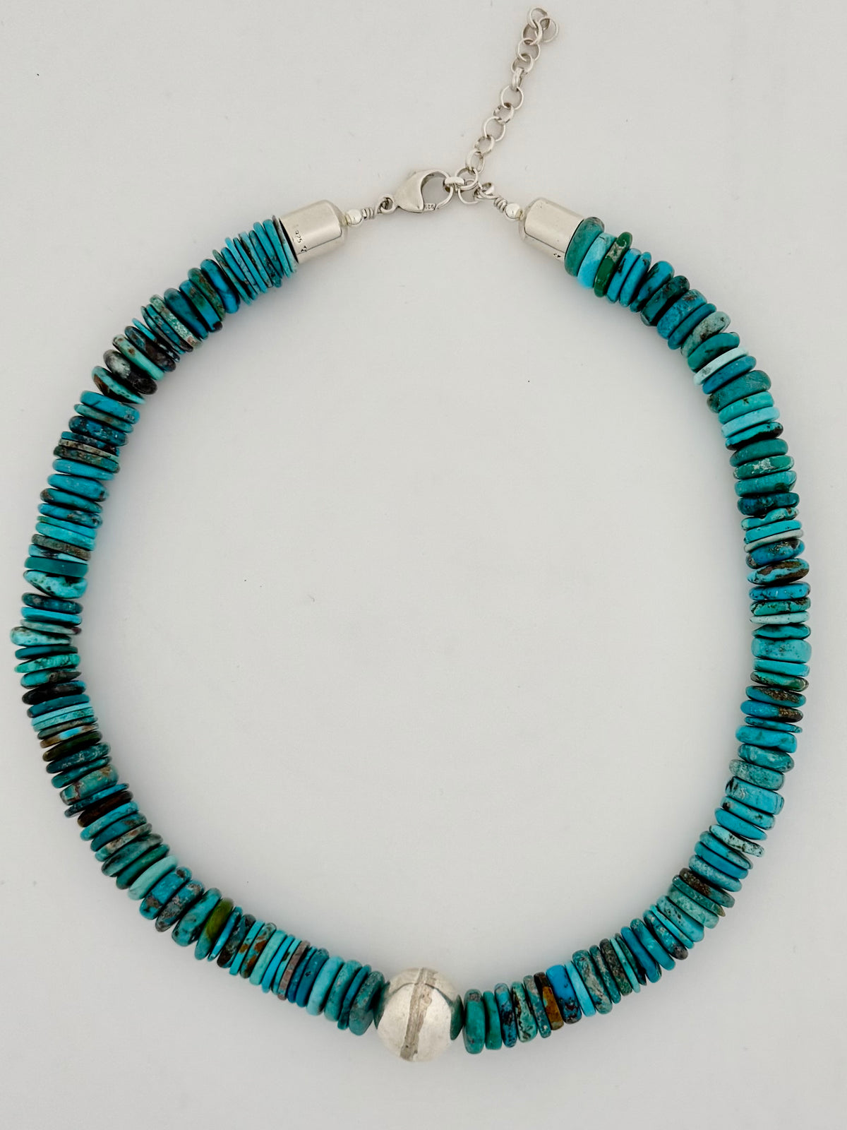 Large Hubei Necklace with Silver Bead Pendant Handstrung