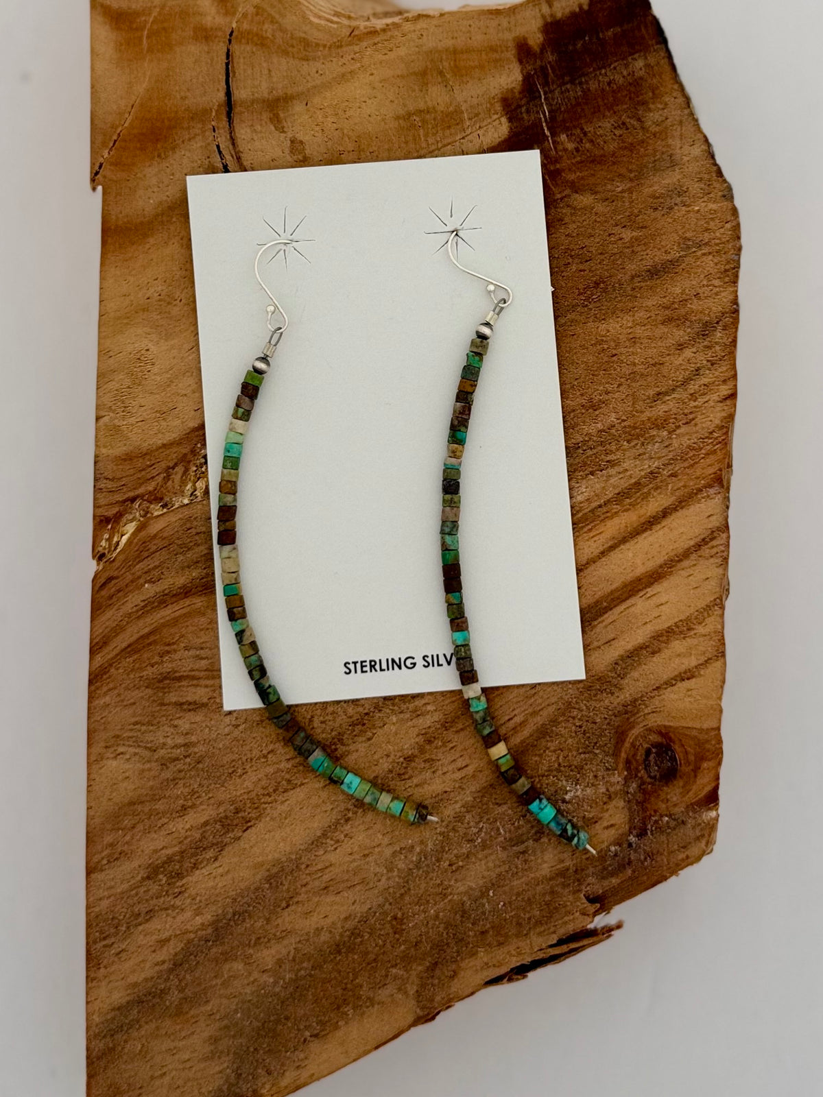 Dangling Bead Earrings - Turquoise - Sterling Silver - Native Handmade - Corraine Smith (artist)