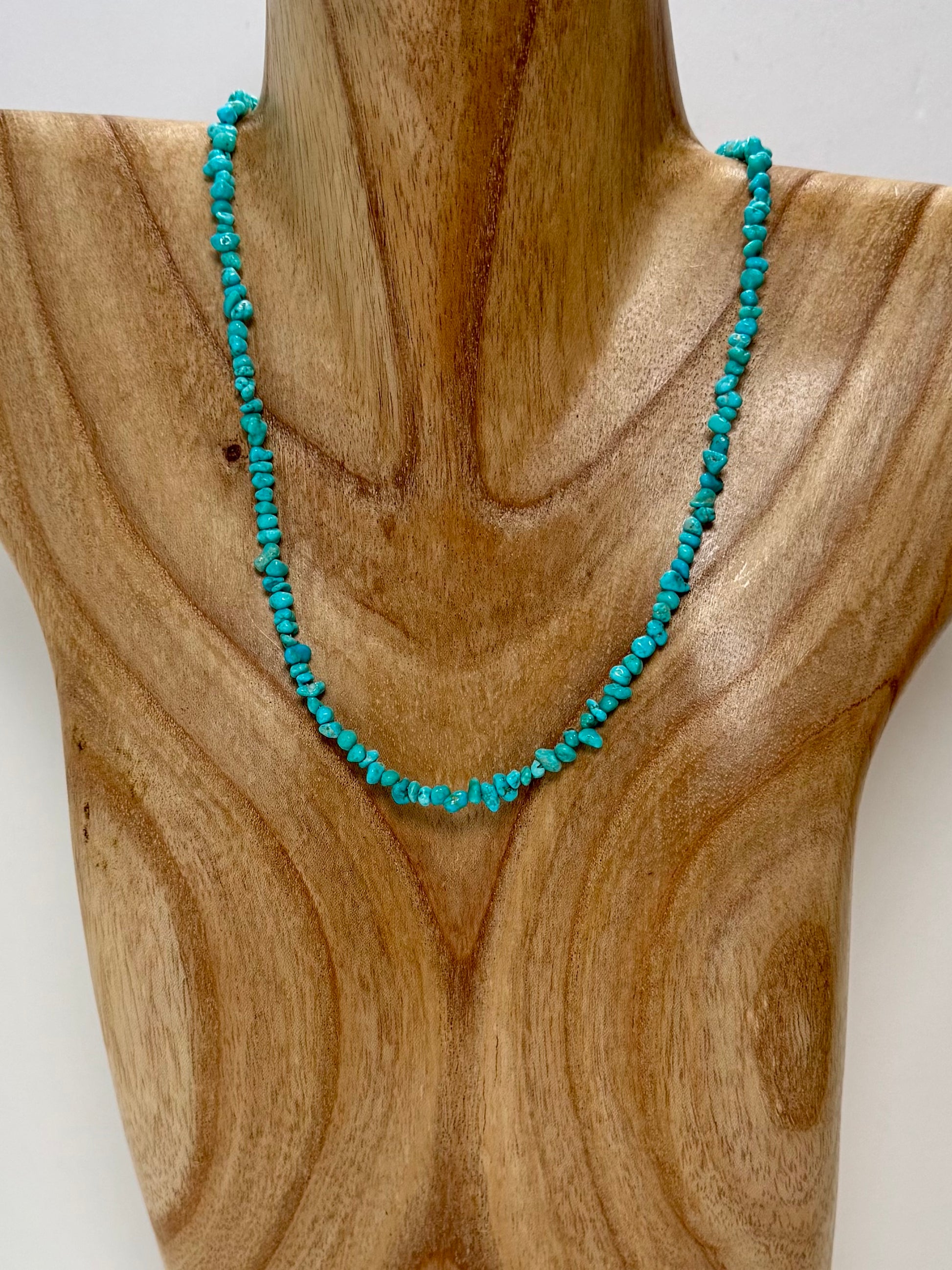 Sleeping Beauty Turquoise Chip Necklace- Length 20"