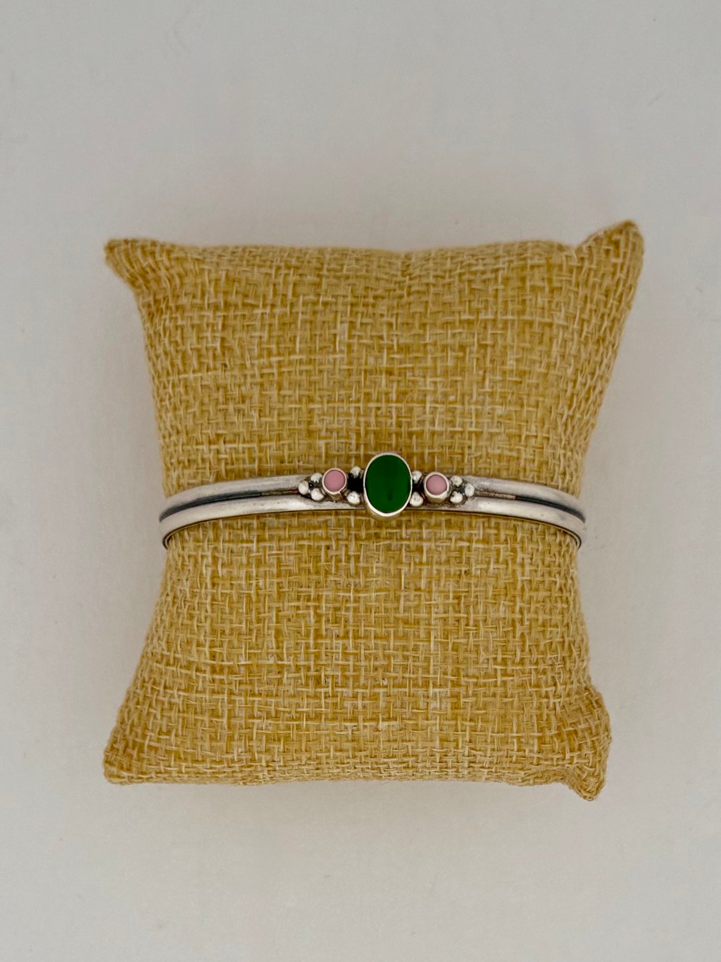Don Lucas Sonoran Turquoise & Pink Conch Cuff Bracelet -Size 6.5" w/opening - Native Handmade