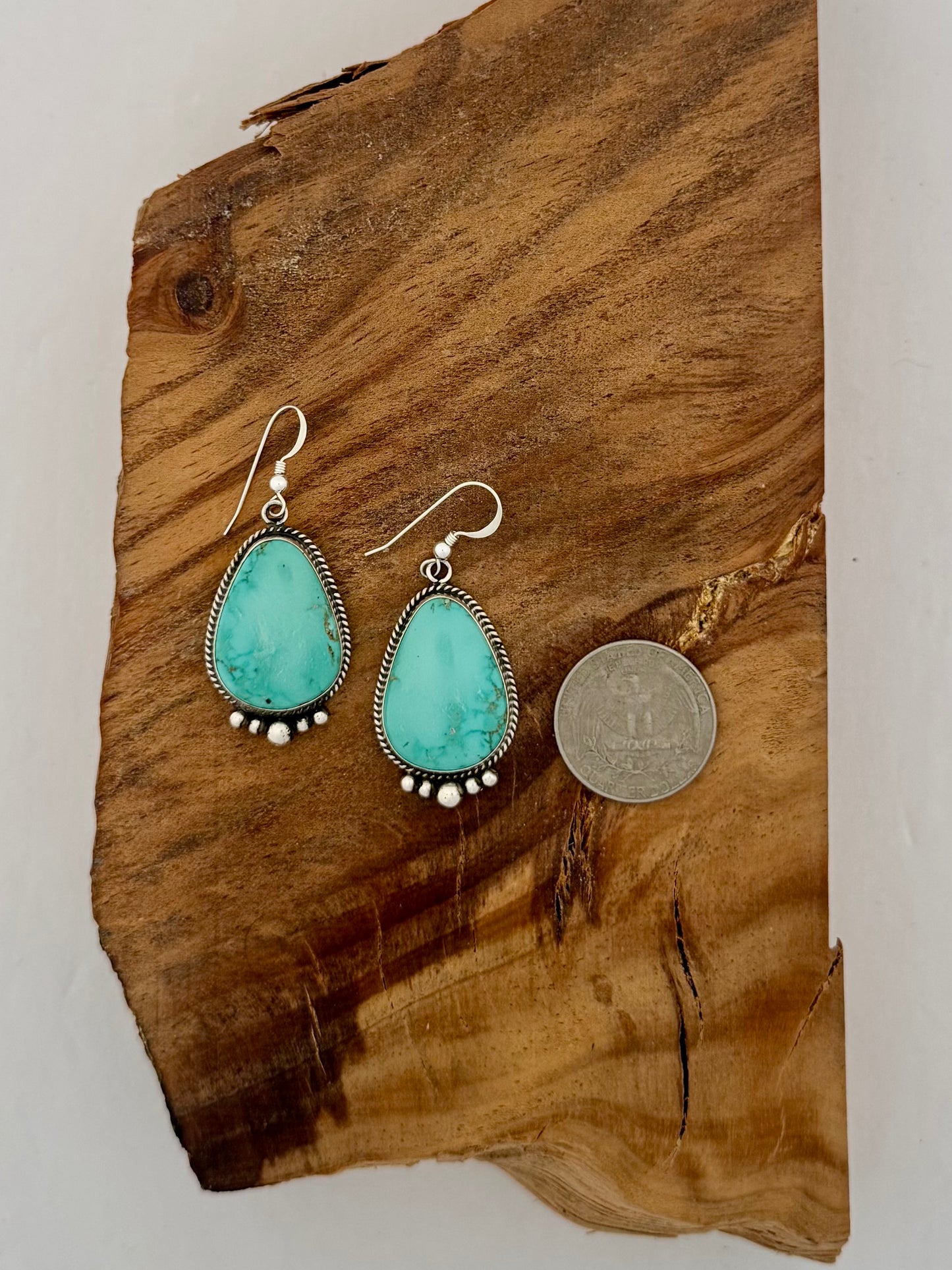 Campitos Turquoise Dangle Earrings- Artist Linkin- Length 1.5"