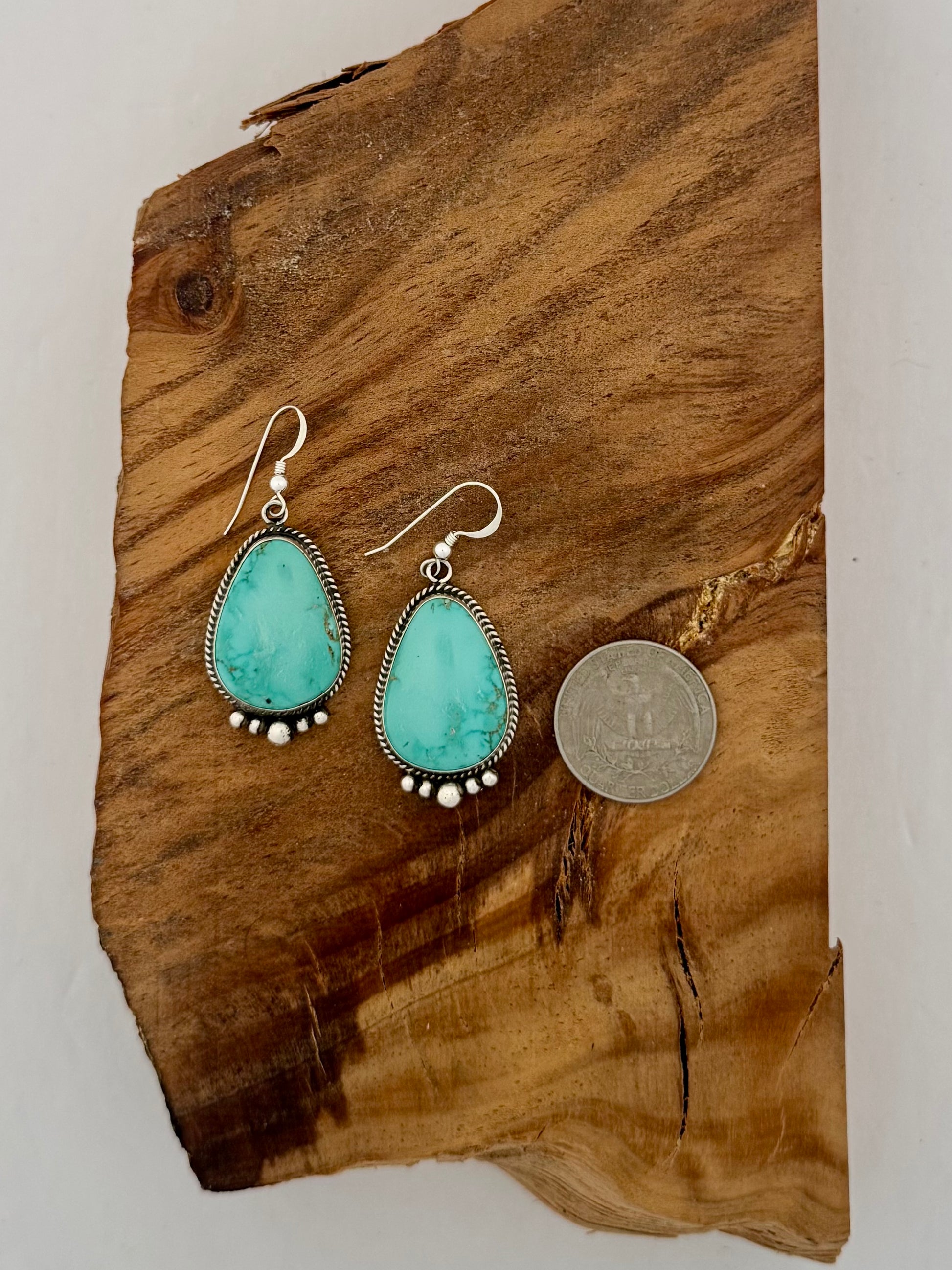 Campitos Turquoise Dangle Earrings- Artist Linkin- Length 1.5"