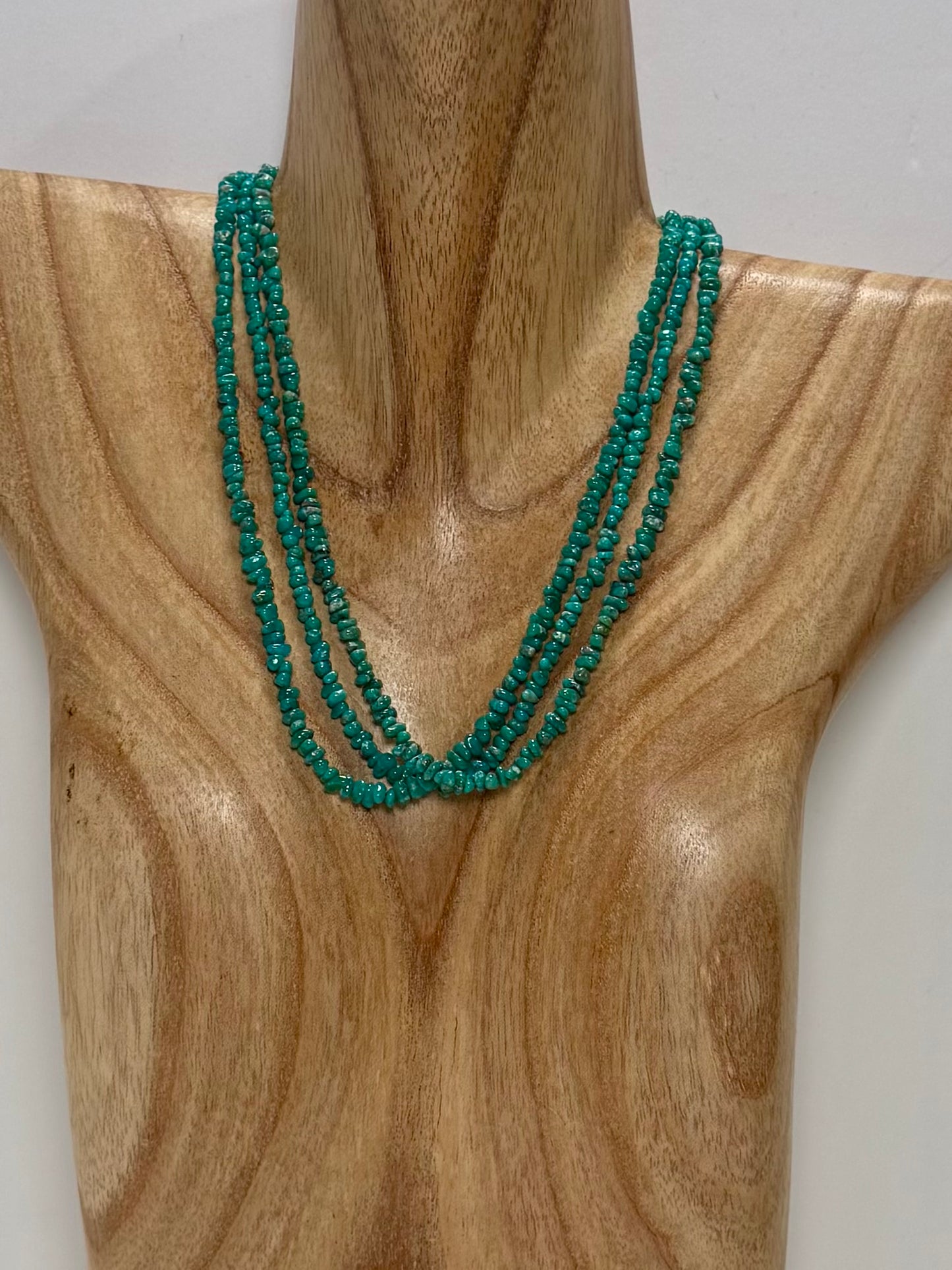 Campitos Turquoise Bead Small Nugget Necklace-Dark Teal- Length 18.5"