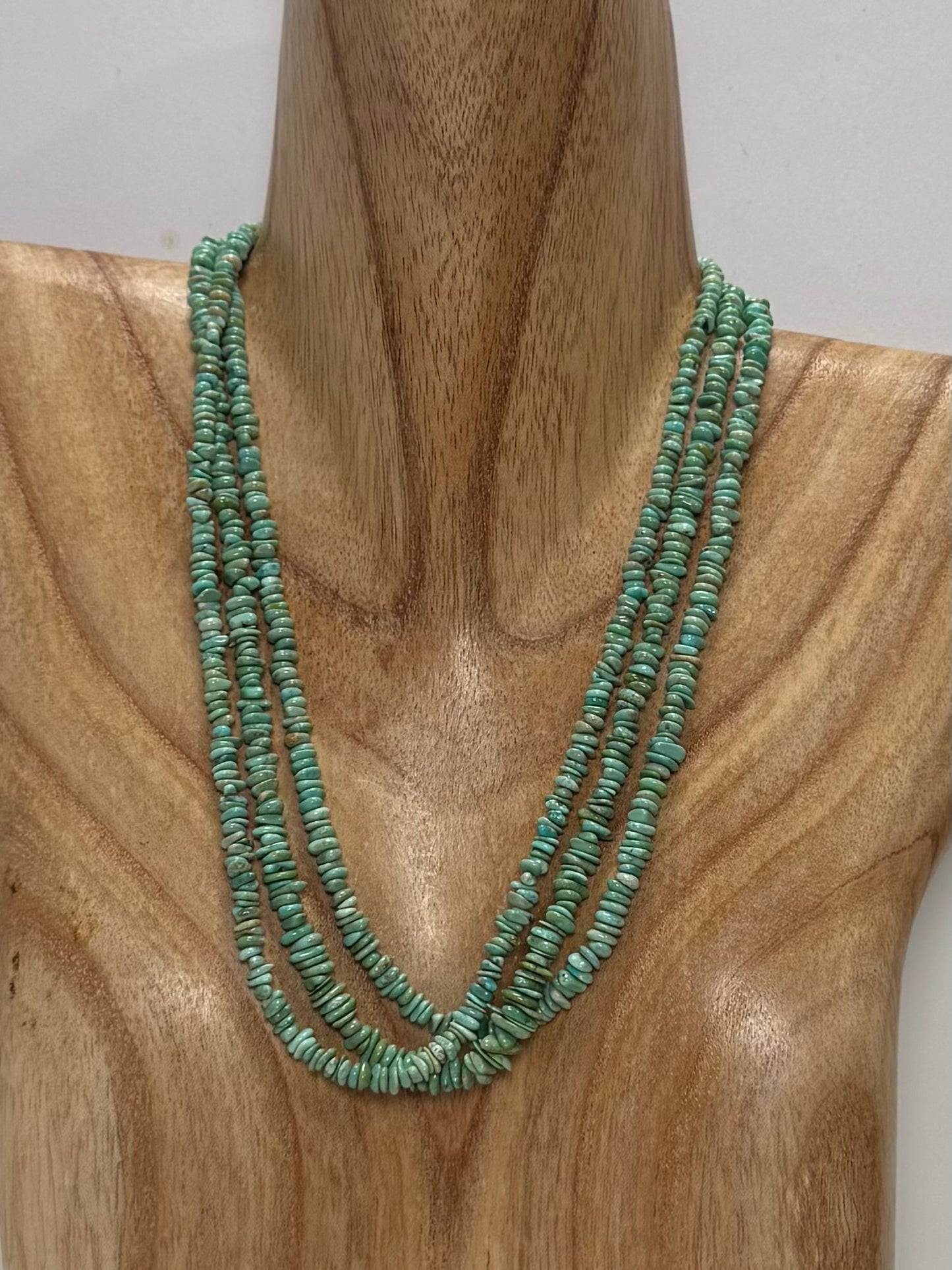 Campitos Turquoise Nugget Necklace- Green Tone- Length 18.5"