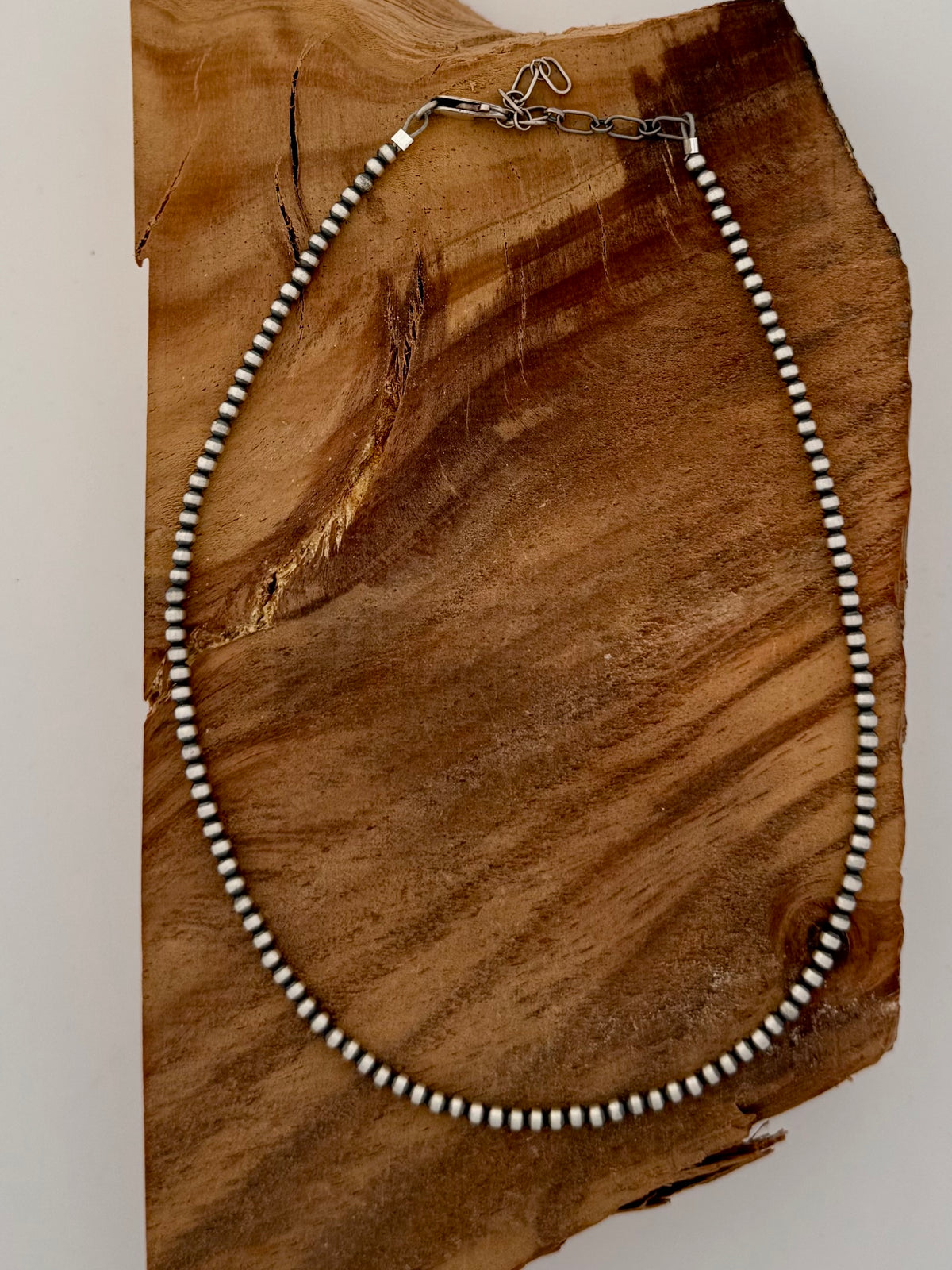 Sterling Silver Oxybead 3mm Necklace Length 14"- 16"