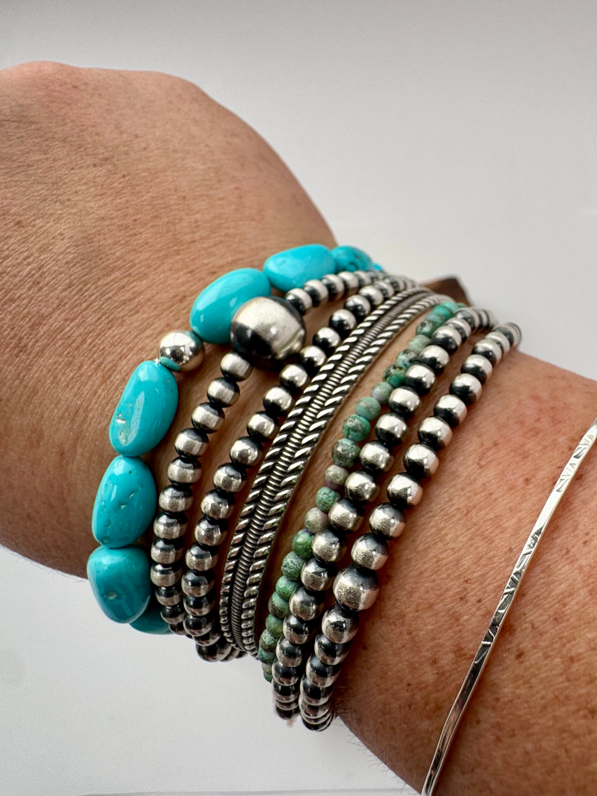Armenian Turquoise Bead Stretch Bracelet Length 7" Stretch