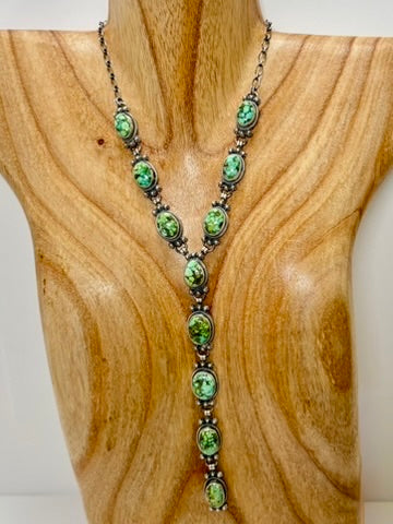 Sonoran Turquoise Lariate Necklace Native Handmade Length:18" , Lariat Drop: 5.5"