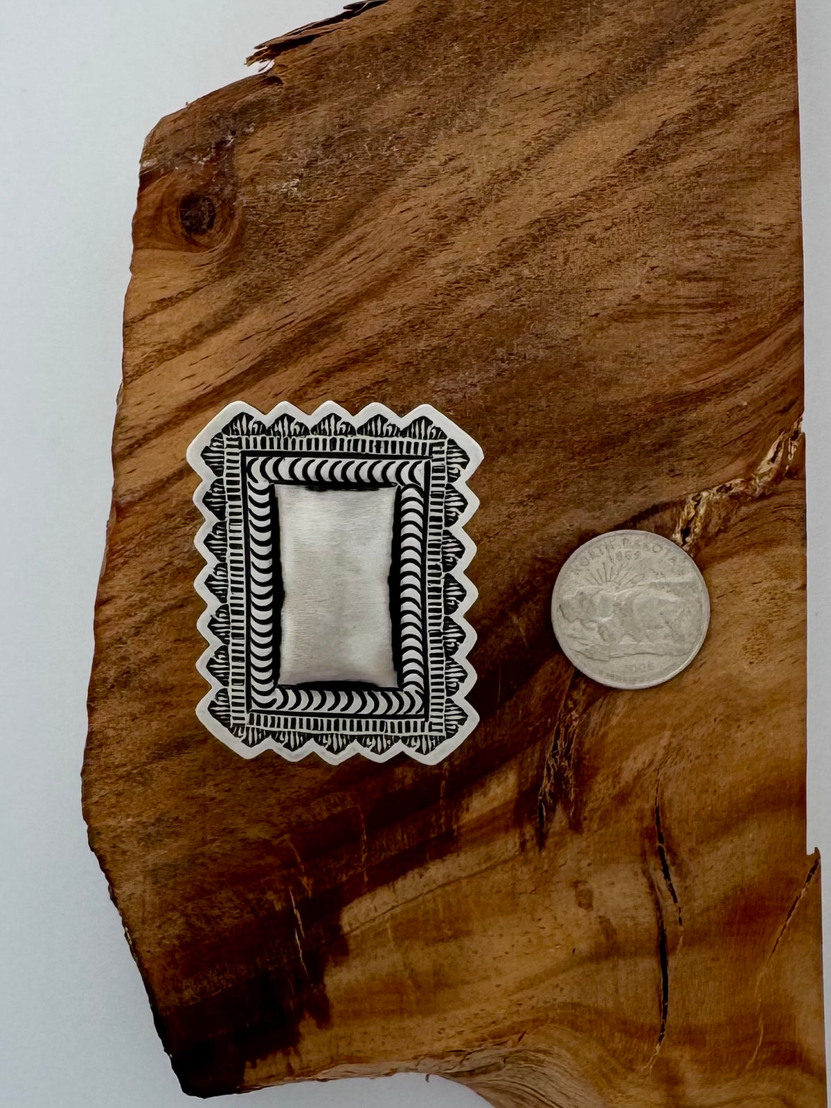 Leander Tahe Rectangle Sterling Silver Ring Native Handmade Size 8/Adj