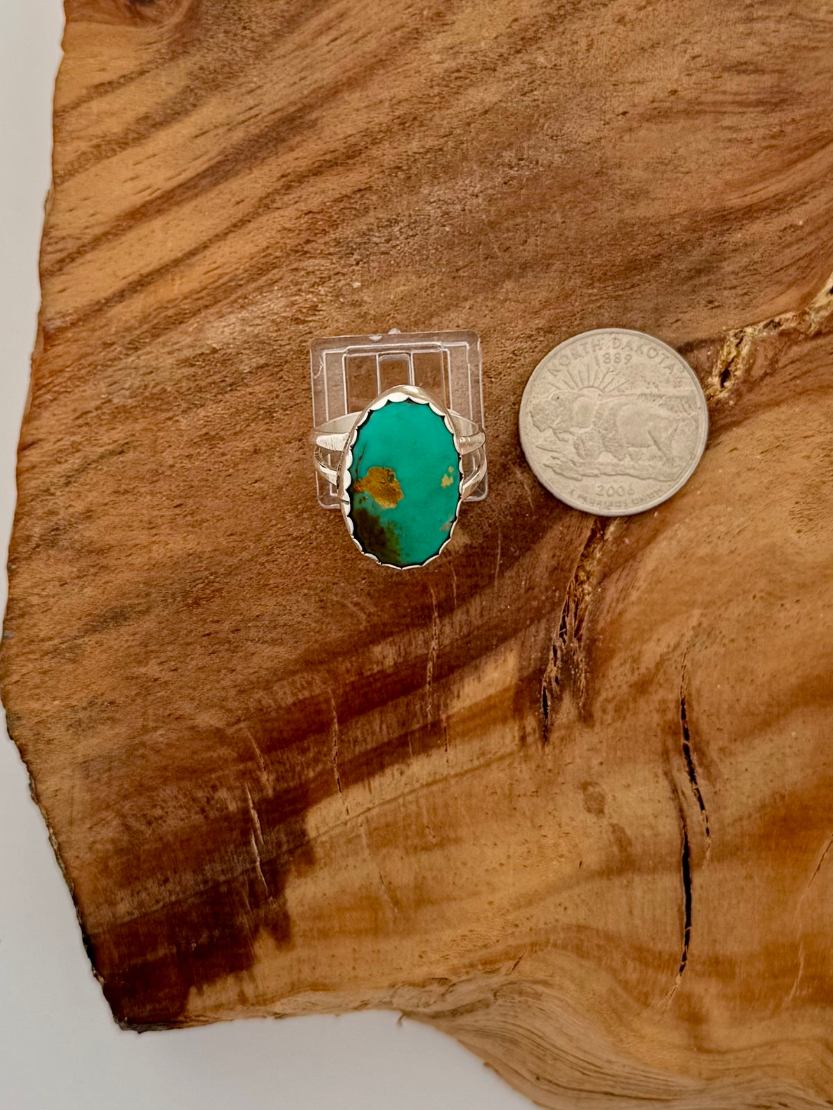 Oval Handmade Tyrone Turquoise Ring Size 9