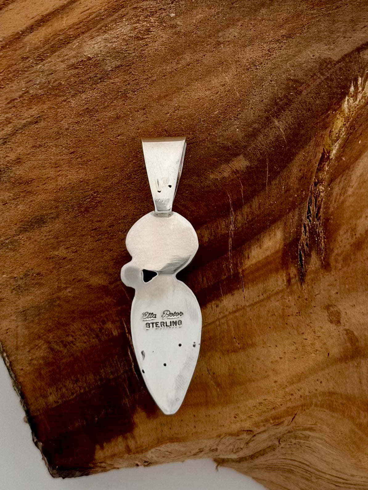 Ella Peter Jasper and Mother of Pearl with Cubic Zirconia Sterling Silver Pendant -Native Handmade -Length 56mm x 16mm