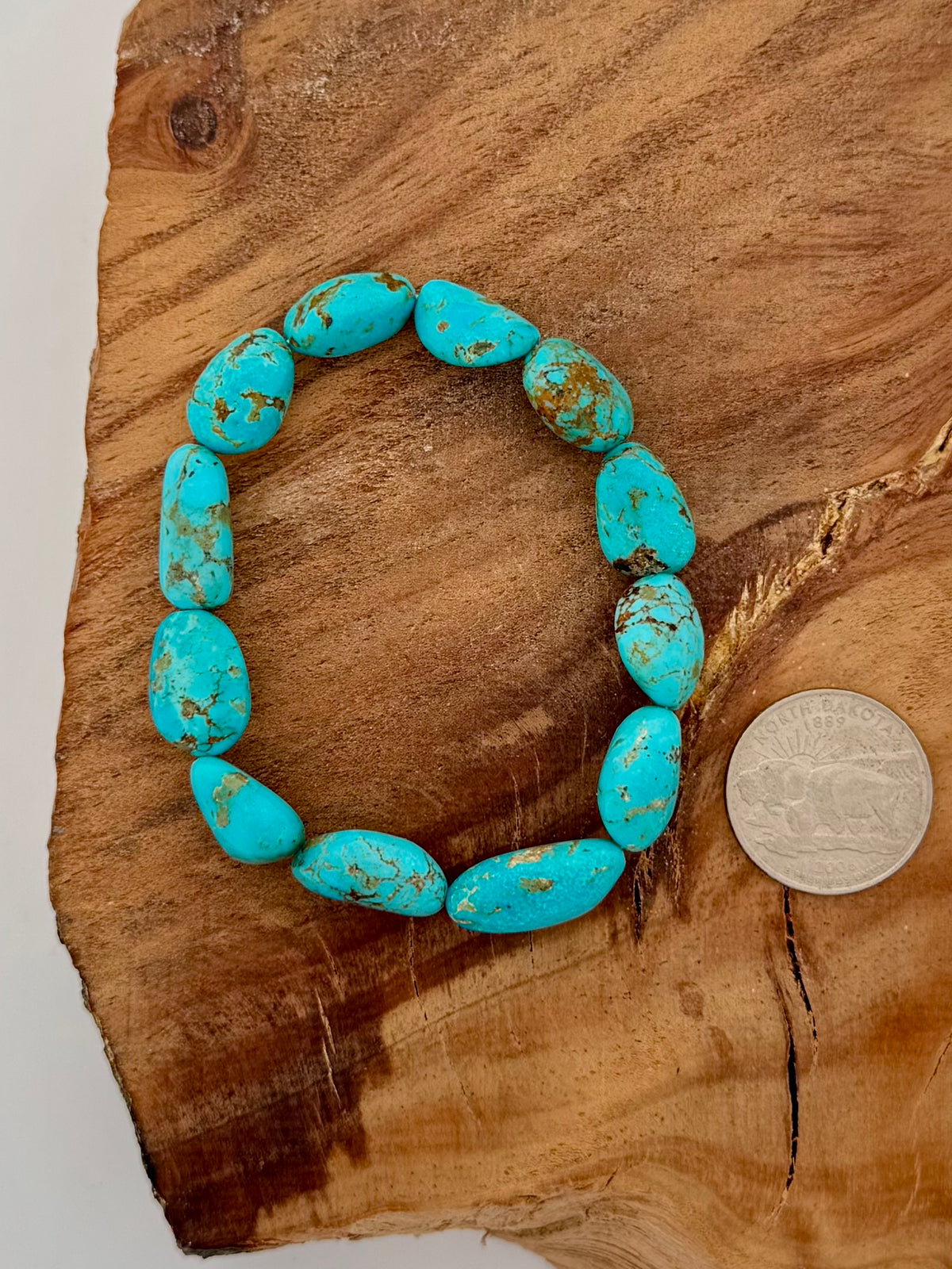 Stretchy Santa Maria Turquoise Bead Bracelet Length 7.5"/Stretchy - 11mm beads