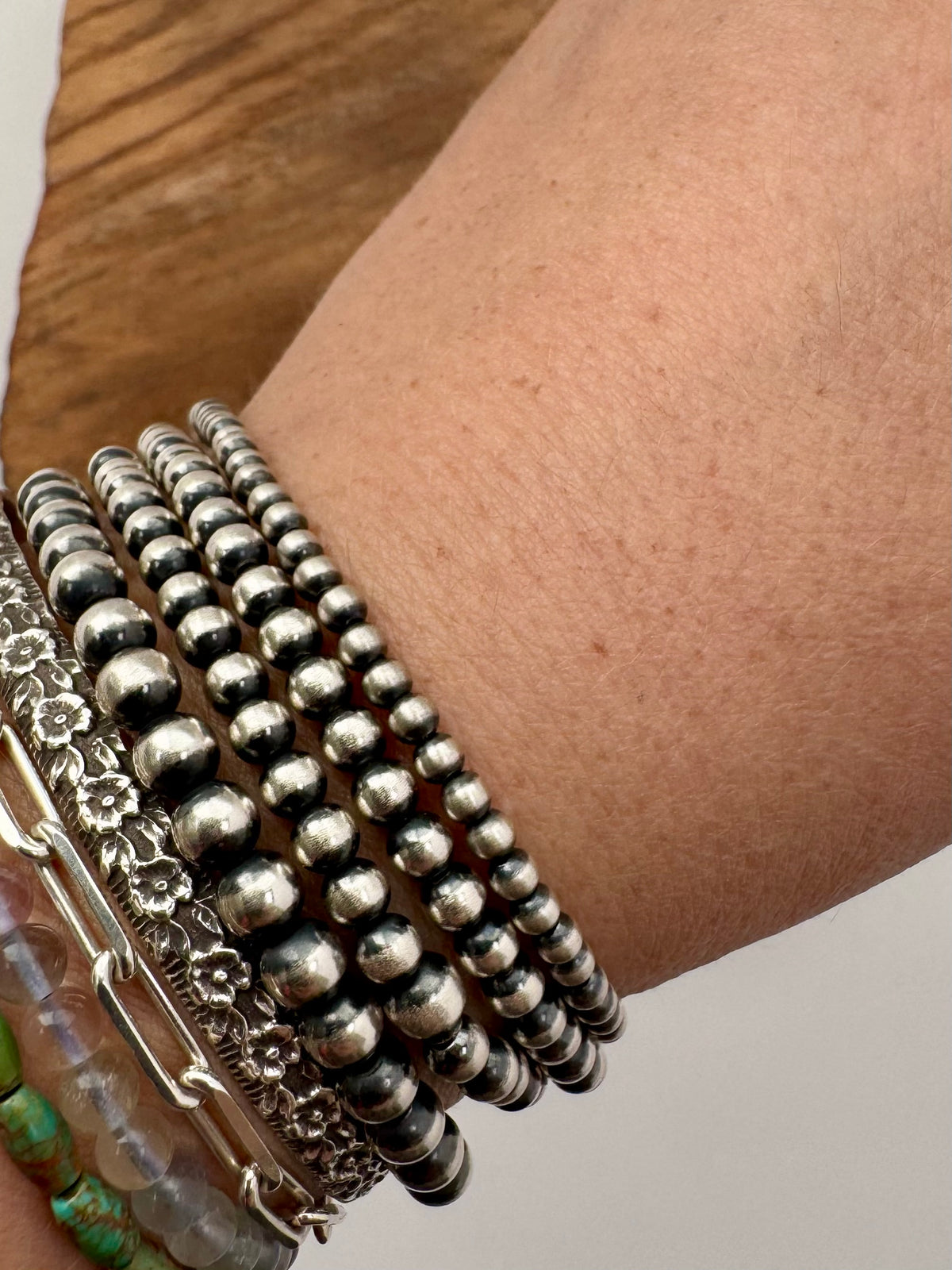 Oxybead Sterling Silver Bracelet Length 7"-8"