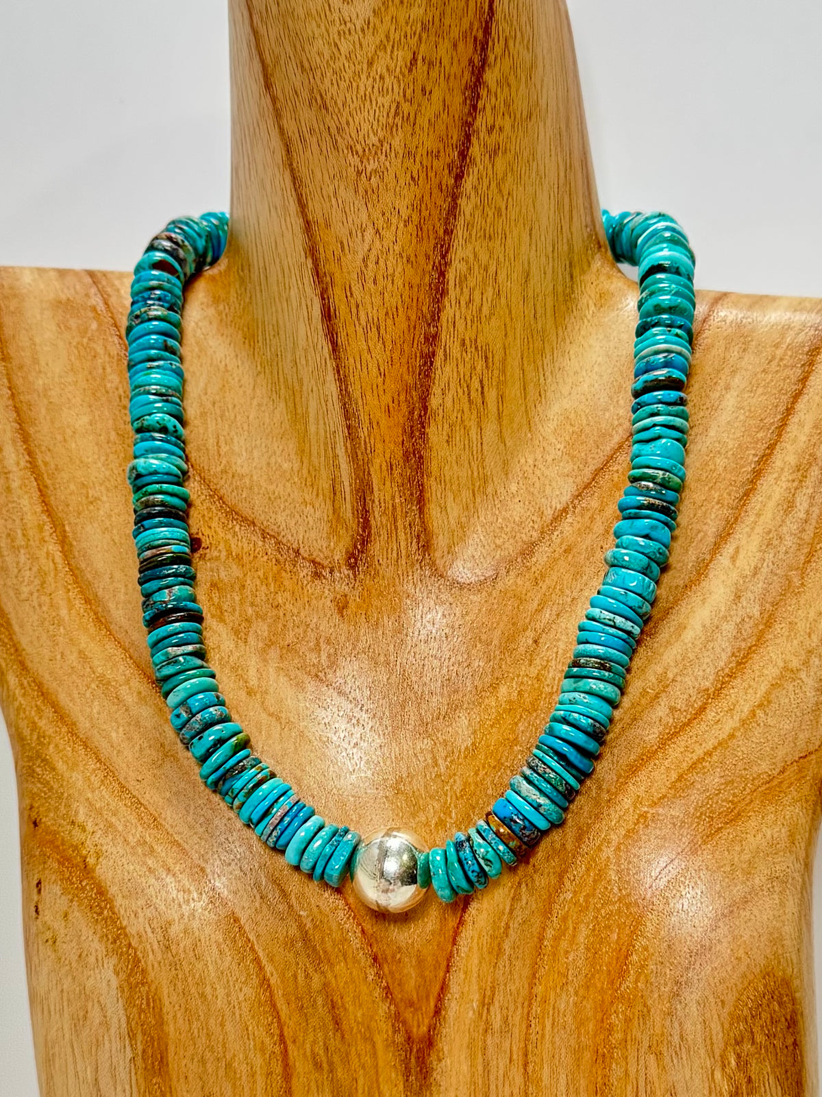 Large Hubei Necklace with Silver Bead Pendant Handstrung