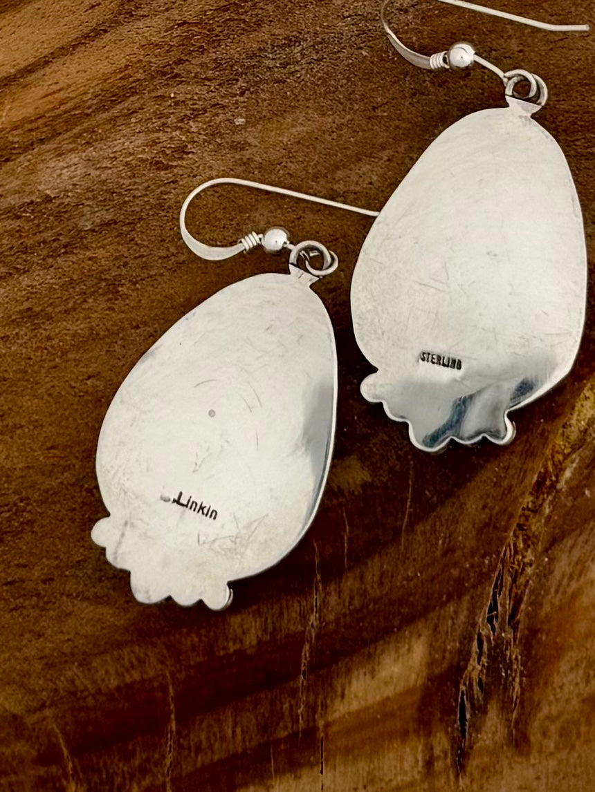Campitos Turquoise Dangle Earrings- Artist Linkin- Length 1.5"