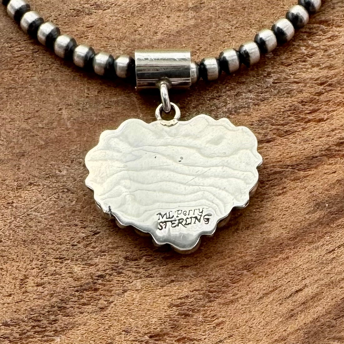 Coral Heart Pendant Native Handmade by ML Perry
