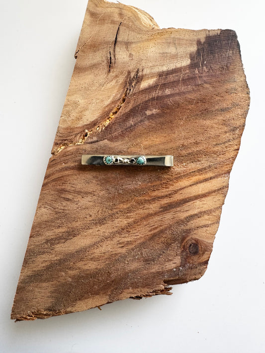 Kingman Turquoise - Tie Clip - Sterling Silver - Native Handmade - Dorothy Yazzie (Artist)