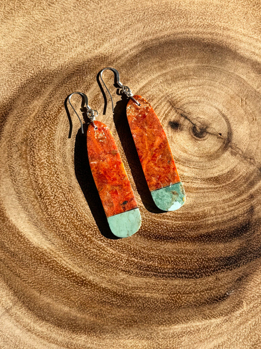 Spiny Oyster with Turquoise Slabs - Sterling Silver - Native Handmade